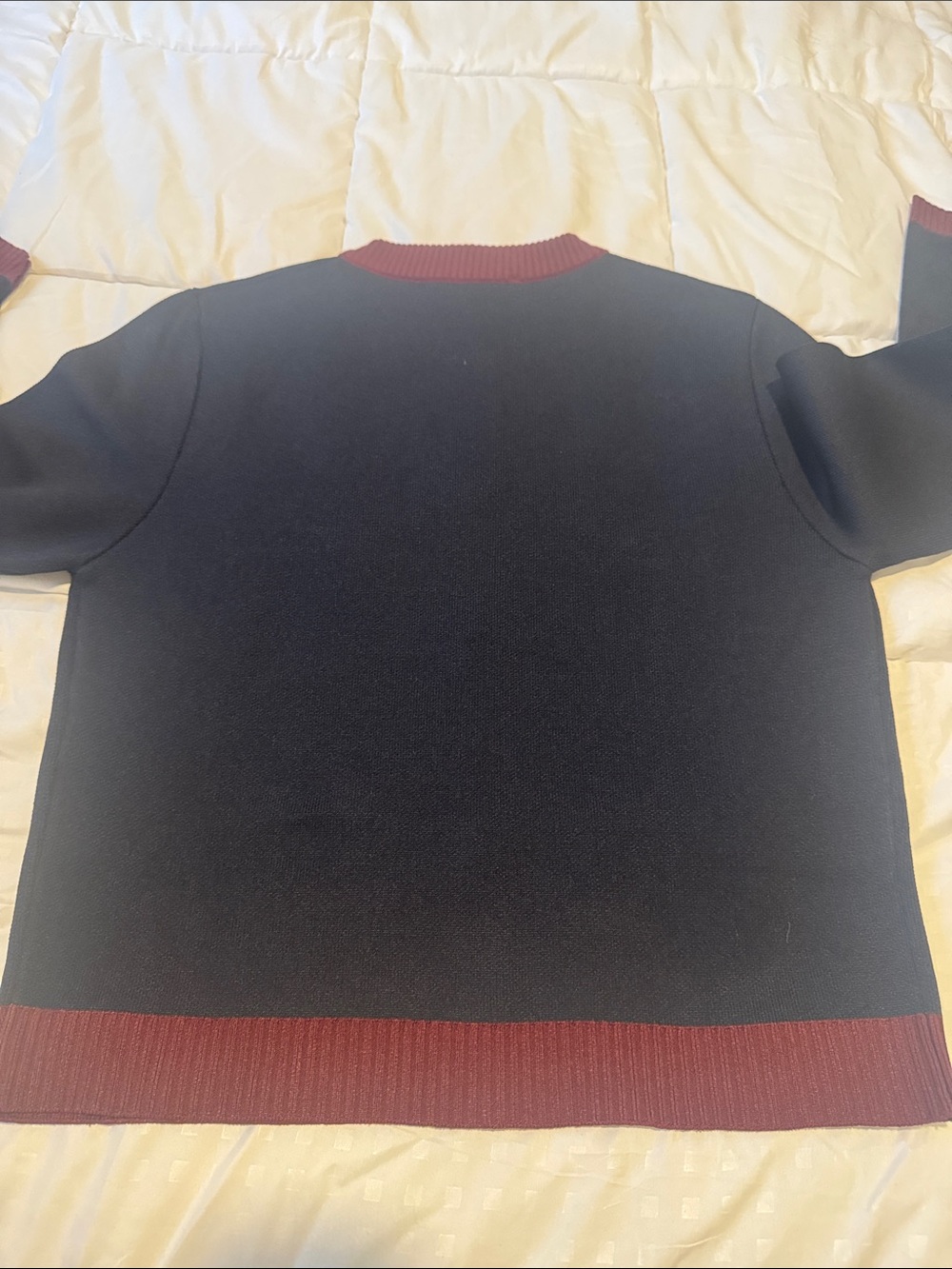 Zara Navy Cardigan with Burgundy Trim and Gold Buttons - Picture 4 of 4